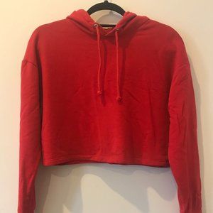 H&M divided cropped red hoodie